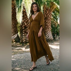 Free people maxi dixie dress Elegant Brown oversized
